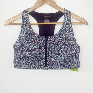 Tek gear women’s ultra stretch zip front purple new built in padded sports bra